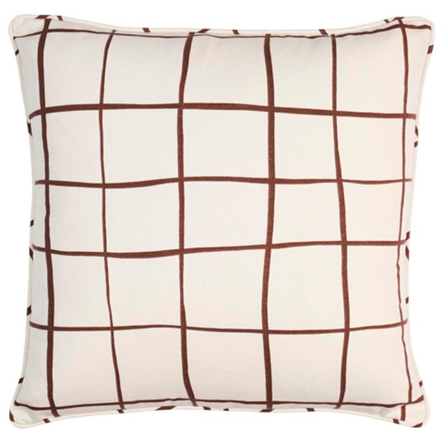 Schumacher Schumacher x Miles Redd Painterly Windowpane 22" Pillow in Brown For Sale - Image 4 of 4