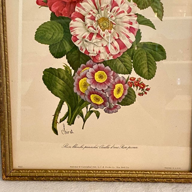 Traditional Framed 1940's Benoit Chirat Floral Botanical Lithograph Print For Sale - Image 3 of 4