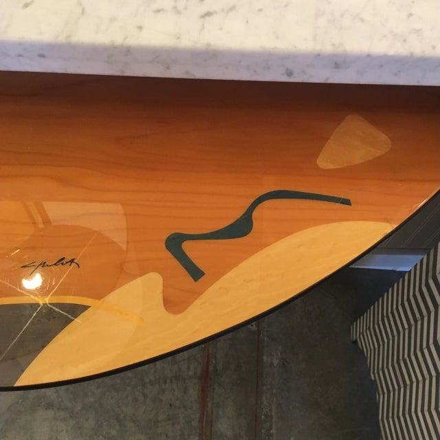 Brown Italian Post Modern Single - Leg Decorated Wall Console Signed, Style of Gio Point For Sale - Image 8 of 12