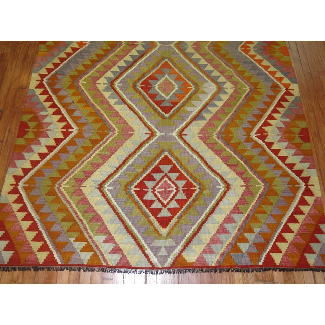 Asian Antique Vintage Turkish Kilim 6' x 10' For Sale - Image 3 of 6