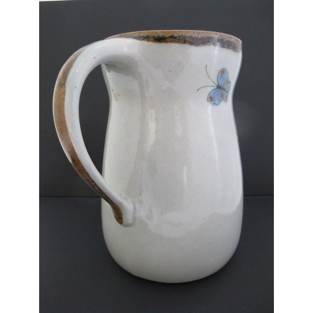 Blue Ken Edwards El Palomar Blue Bird Flowers Mexican Tonal Folk Art Pottery Pitcher For Sale - Image 8 of 11