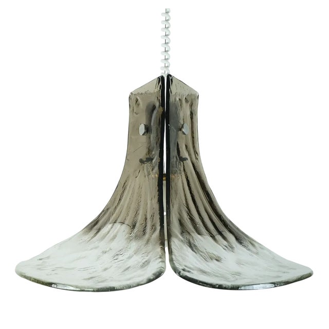 Large Mid-Century Modern Pendant Lamp in Ice Glass from Kalmar Franken KG, 1960s For Sale