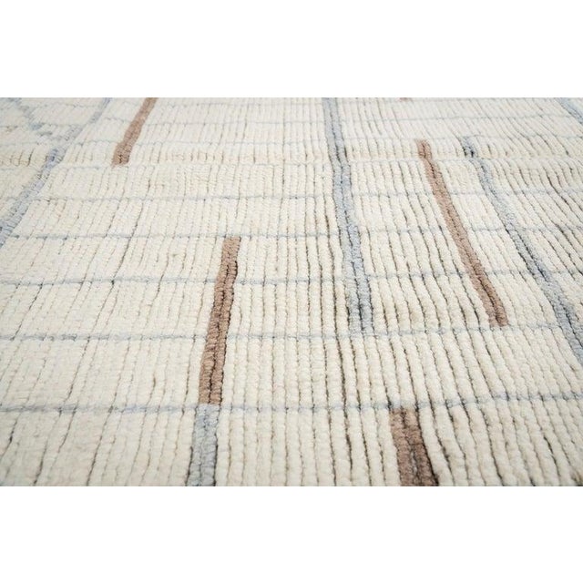 8x11 Ivory Hand-Knotted Wool Staircase Motif Geometric Modern Carpet Rug For Sale In New York - Image 6 of 8