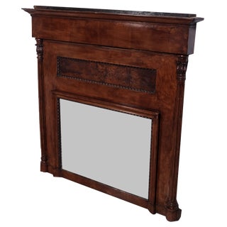 Antique Walnut Fireplace Mirror, 1800s For Sale