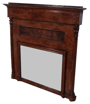 Antique Walnut Fireplace Mirror, 1800s