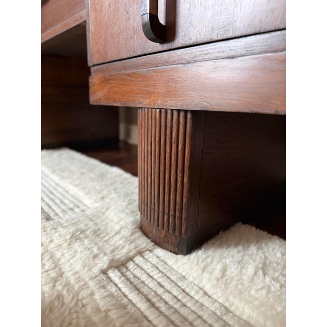 Antique Art Deco Oak Credenza Sideboard / Stepped Buffet Cabinet For Sale - Image 9 of 17