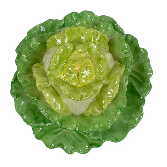 Shabby Chic Vintage Mottahedeh Italian Cabbage Ware Small Tureen For Sale - Image 3 of 6