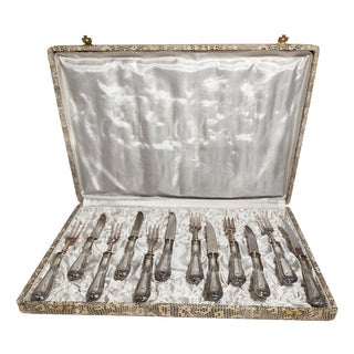 Alpaca Dessert Cutlery Service, Spain, 1950s, Set of 12 For Sale