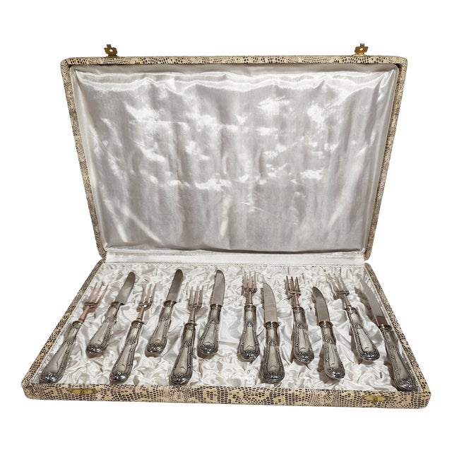 Alpaca Dessert Cutlery Service, Spain, 1950s, Set of 12 For Sale