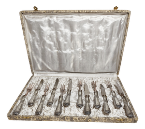 Alpaca Dessert Cutlery Service, Spain, 1950s, Set of 12
