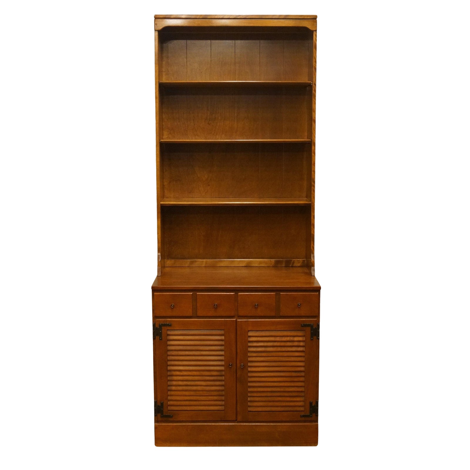 20th Century Early American Ethan Allen Heirloom Nutmeg Maple 30 Crp Shutter Door Cabinet With Bookcase Top Chairish