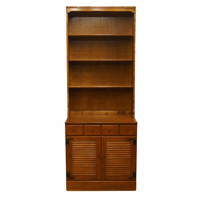 20th Century Early American Ethan Allen Heirloom Nutmeg Maple 30 Crp Shutter Door Cabinet With Bookcase Top Chairish