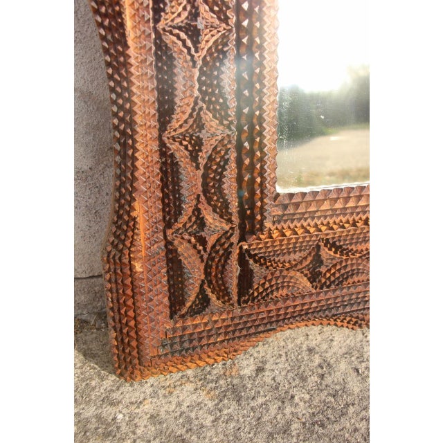 Brown 19th Century Tramp Art Mirror For Sale - Image 8 of 9