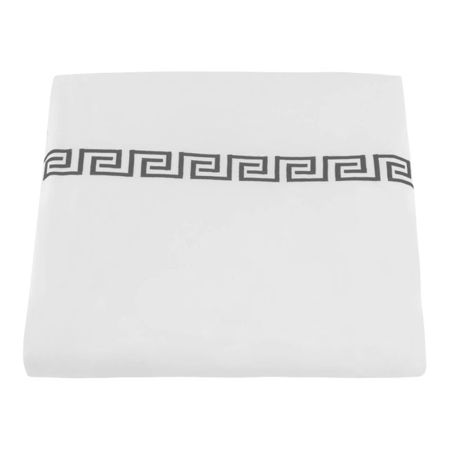 Greek Key Queen Duvet Cover in Charcoal For Sale