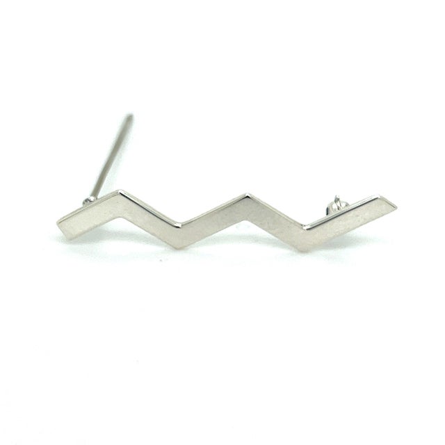 1990s Tiffany & Co Estate Zigzag Wave Brooch Pin Sterling Silver By Paloma Picasso For Sale - Image 9 of 10