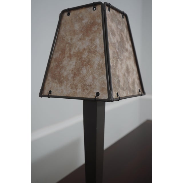 Arts & Crafts Arts & Crafts Style Bronze Finish Lamp W. Mica Shade For Sale - Image 3 of 9