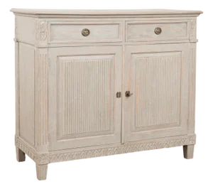 Late 19th Century Swedish Gray Painted Gustavian Style Sideboard Buffet