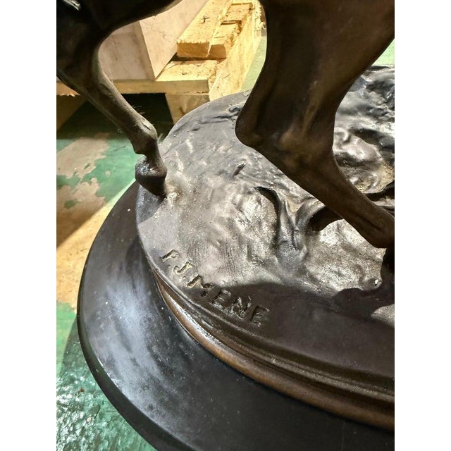 After Pierre-Jules Mêne, Large Sculpture of Two Horses, Bronze For Sale - Image 8 of 9