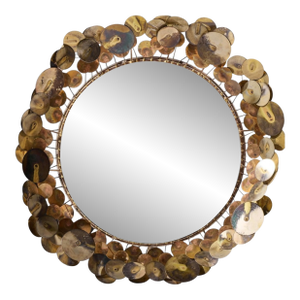 Curtis Jere Brutalist Mid Century Signed Raindrops Metal Wall Mirror