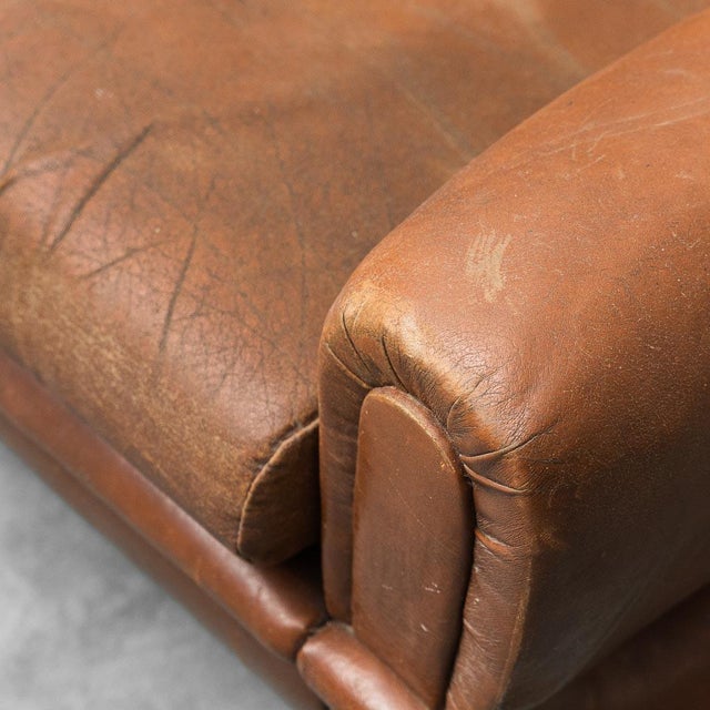 Wood Vintage Three-Seater Leather Sofa, 1970s For Sale - Image 7 of 13