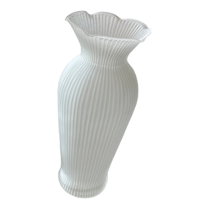 Vintage Satin Glass Ribbed Vase Minimalist Sculptural Form
