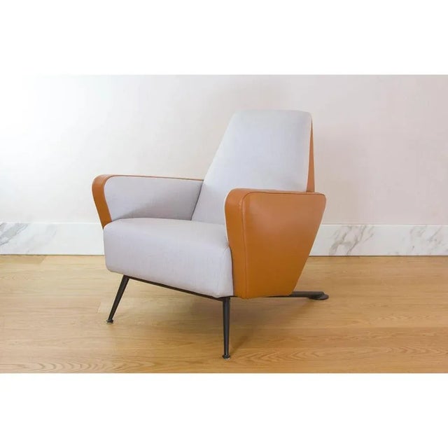 Dedar satin and leather s.k. Armchair by andrea bonini limited edition dimensions: d 95 x w 75 x h 90 cm. Materials: black...