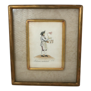 Early 20th Century Framed Italian Watercolor Street Cry Traveling Pastry Chef Painting "Pasticcere Ambulante"