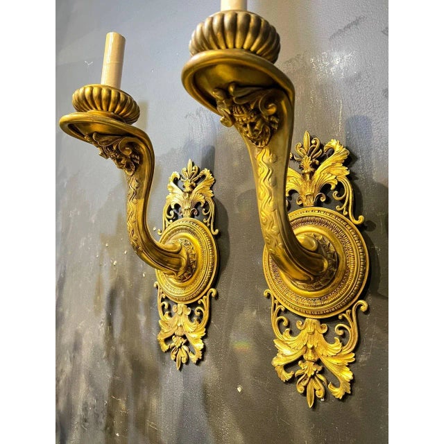 Edward F. Caldwell & Co. 19th Century Caldwell Neoclassic Gilt Bronze Sconces - a Pair For Sale - Image 4 of 8
