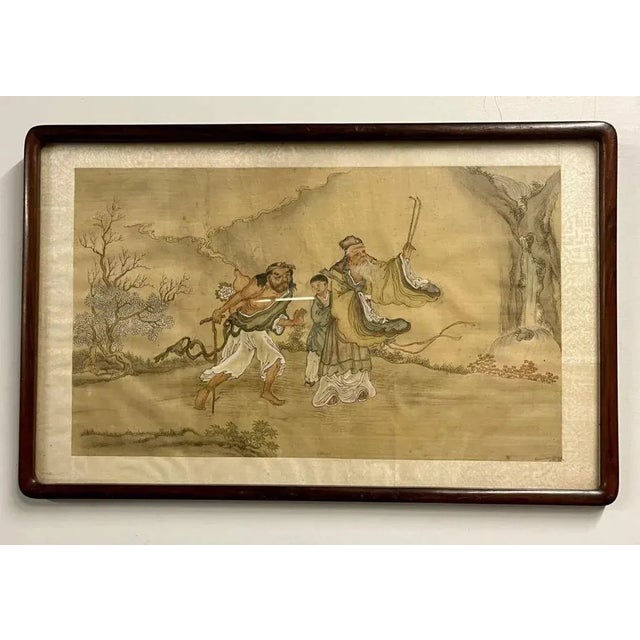 Set of Four Chinese Paintings in Rosewood Frames, Signed, 19th Century For Sale In New York - Image 6 of 12