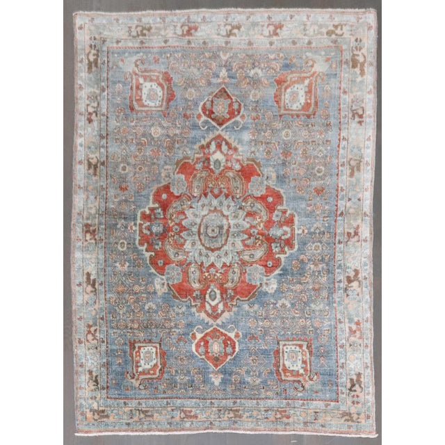 Folk Art Persian Antique Zabihi Collection Bidjar Accent Small Rug - 3'8" x 5'2" For Sale - Image 3 of 8