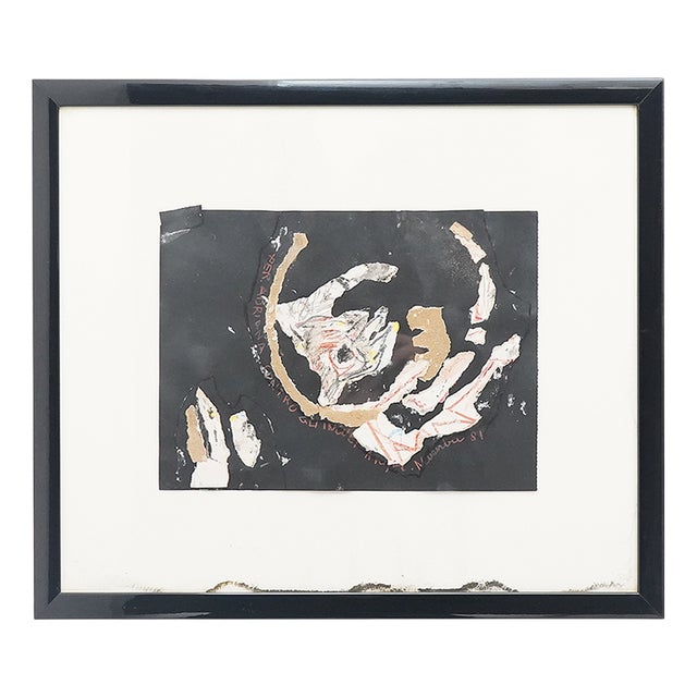 Ansgar Elde, Composition, Mixed Media on Cardboard, 1980s, Framed For Sale