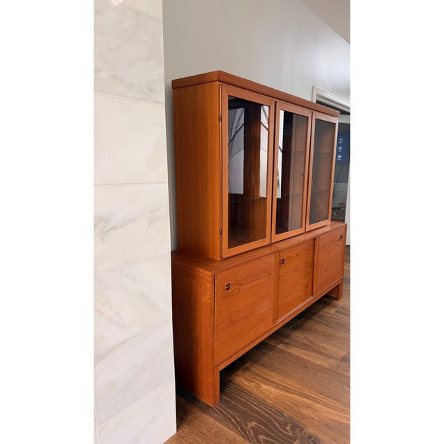An exceptional Danish Modern display cabinet and sideboard designed and crafted by Skovby Møbelfabrik A/S of Denmark, one...