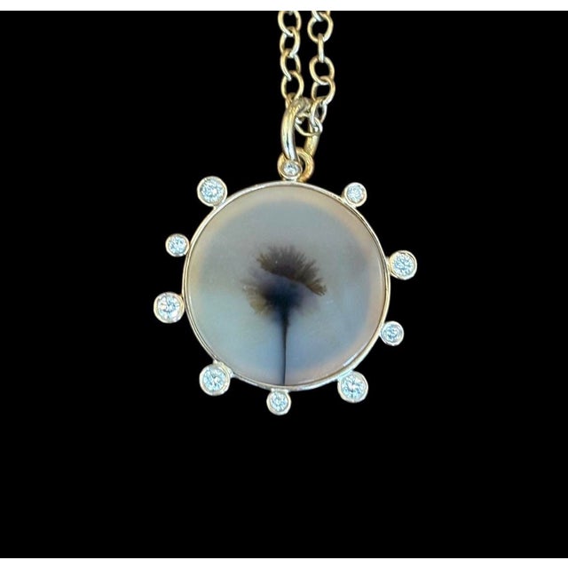 Dendritic Pendant With Diamonds & 14k Gold For Sale - Image 9 of 12