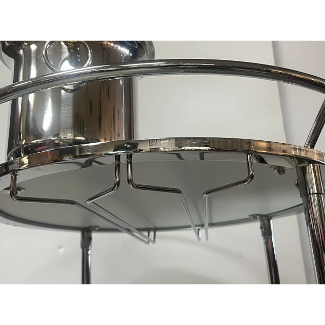 1950s Mid Century Chrome and Mirrored Bar Cart For Sale - Image 4 of 4