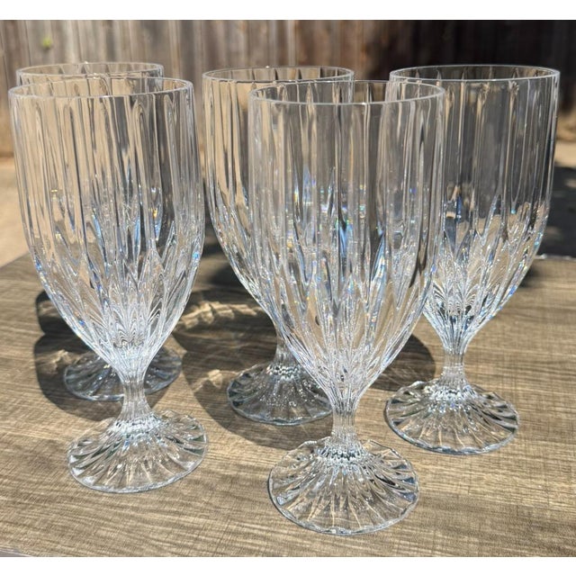 Transitional Vintage Mikasa Park Lane Crystal Iced Tea Goblets Glasses Set of 5 For Sale - Image 3 of 8