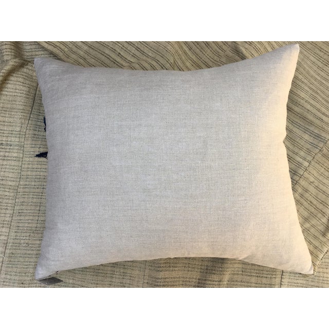 African Indigo Textile Pillow W/ Fringe Chairish