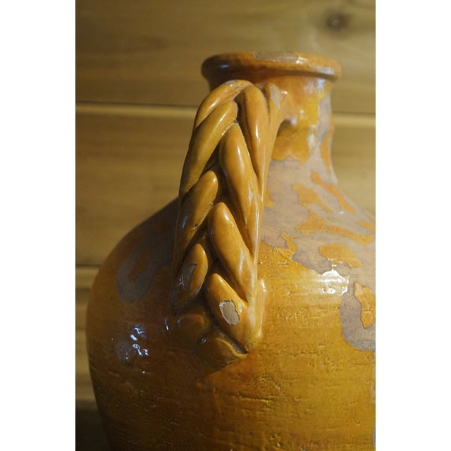 Rustic French 20th Century Pottery Jug With Yellow Glaze For Sale - Image 4 of 11