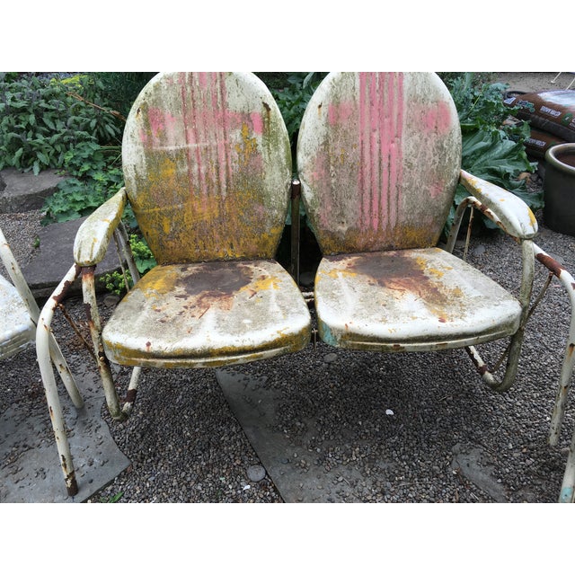 MidCentury Metal Glider & Chairs Set of 3 Chairish