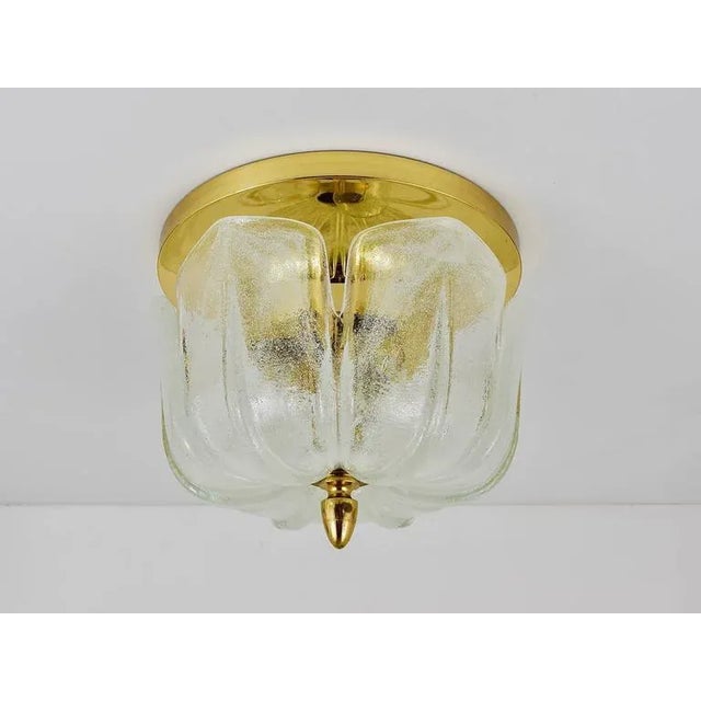 Metal Mid-Century Brass and Glass Flush Mount from Limburg, Germany, 1970s For Sale - Image 7 of 11