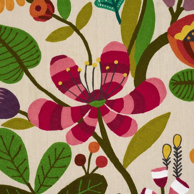 Schumacher Schumacher Modern Botanical Embroidery Fabric In Paradise For Sale - Image 4 of 5