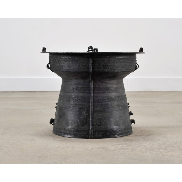 Tribal Southeast Asian Bronze Frog Rain Drum or Drinks Table For Sale - Image 3 of 18