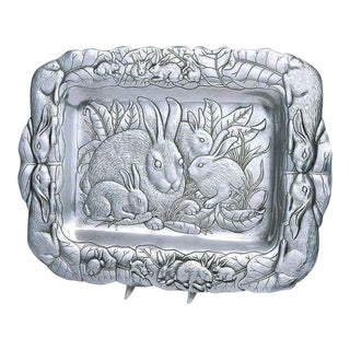 Arthur Court Bunny Tray - Polished Aluminum For Sale