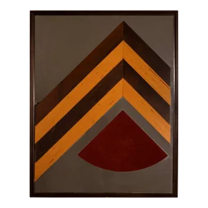 Late 20th Century Post Modern Wooden Chevron Design & Leather Patch Mirror