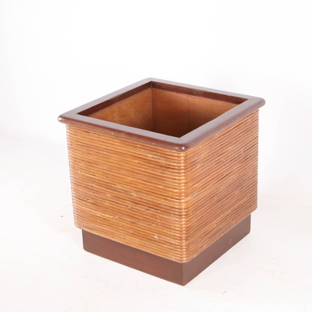 Wood Vintage Rattan and Wood Planter, 1970s For Sale - Image 7 of 13