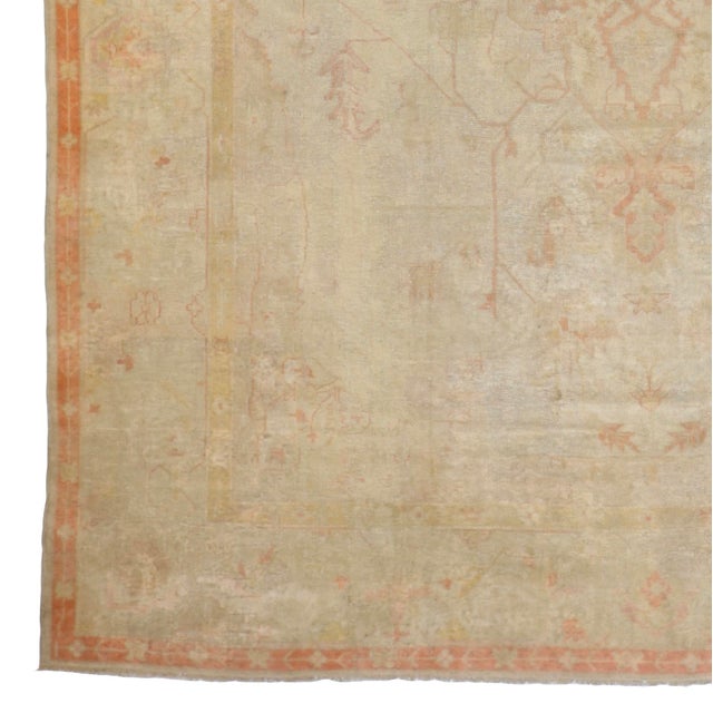 Turkish Fine Antique Turkish Oushak Rug 13'0" X 16’10” For Sale - Image 3 of 5