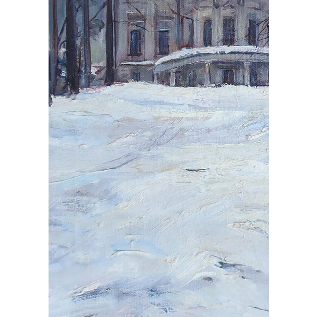 1980s 1986 Winter Landscape Oil Painting, Soviet Ukrainian Art 59-40 For Sale - Image 5 of 6