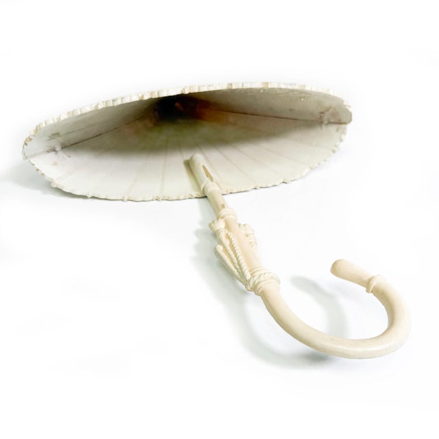 Beautiful vintage 1965 Burwood wall pocket planter designed in the shape of an ornate lace parasol umbrella, finished in...