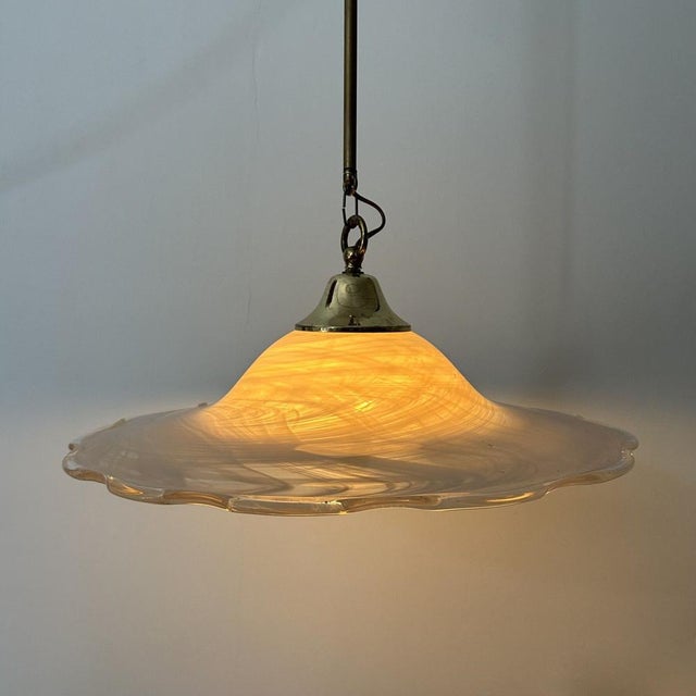 Glass Murano Glass Swirl Hanging Lamp, 1970s For Sale - Image 7 of 14