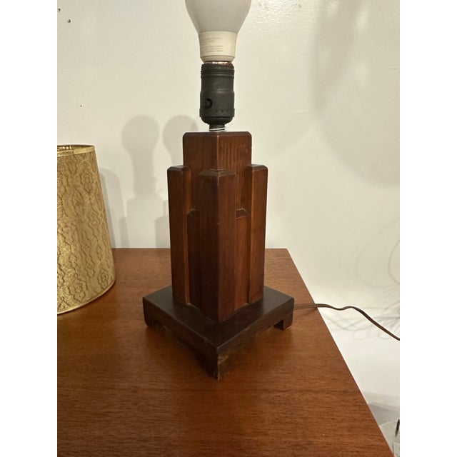 Paul Frankl Paul Frankl Skyscraper Table Lamp Signed J Johnson 1939 Wood For Sale - Image 4 of 10