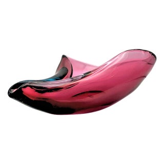 Mid-Century Murano Glass Sommerso Shell Bowl by Flavio Poli for Seguso, 1956 For Sale